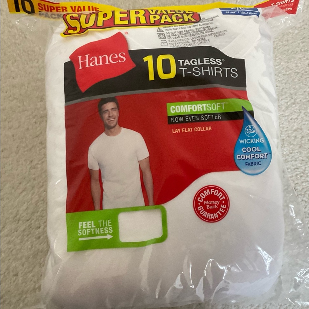 Hanes Classic White Tagless T-Shirts Pack